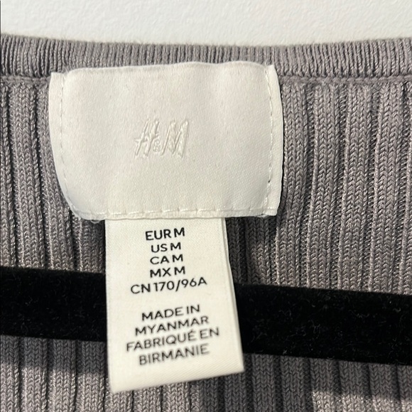 Gray Ribbed Long Sleeve Top - Picture 4 of 5